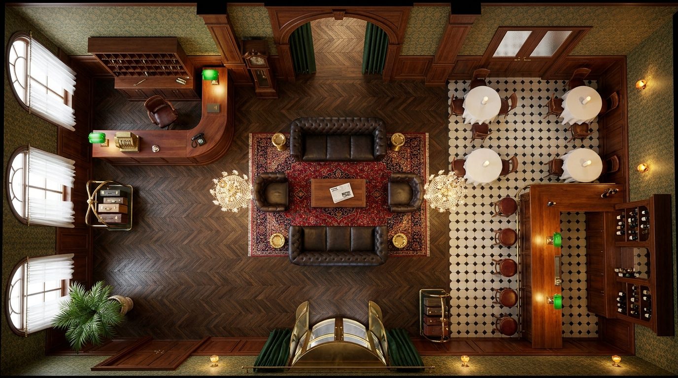 Recepción y Bar de Hotel Vintage