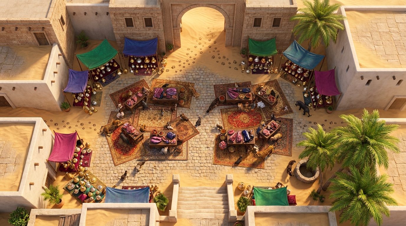 Dreamlands Feline Market Square scene 1