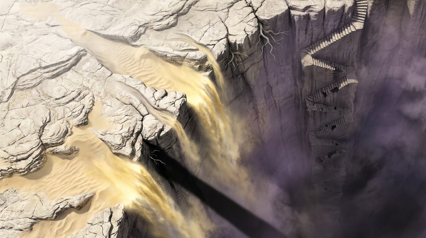 Cañón Desértico Vertiginoso y Cascadas de Arena scene 1