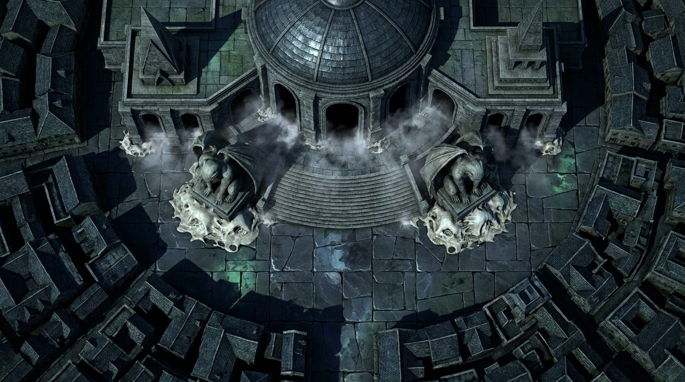Templo Oscuro y Calles Laberínticas scene 1