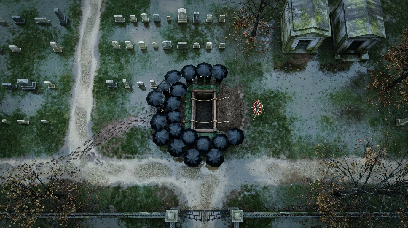 1920s Gloomy Cemetery Funeral