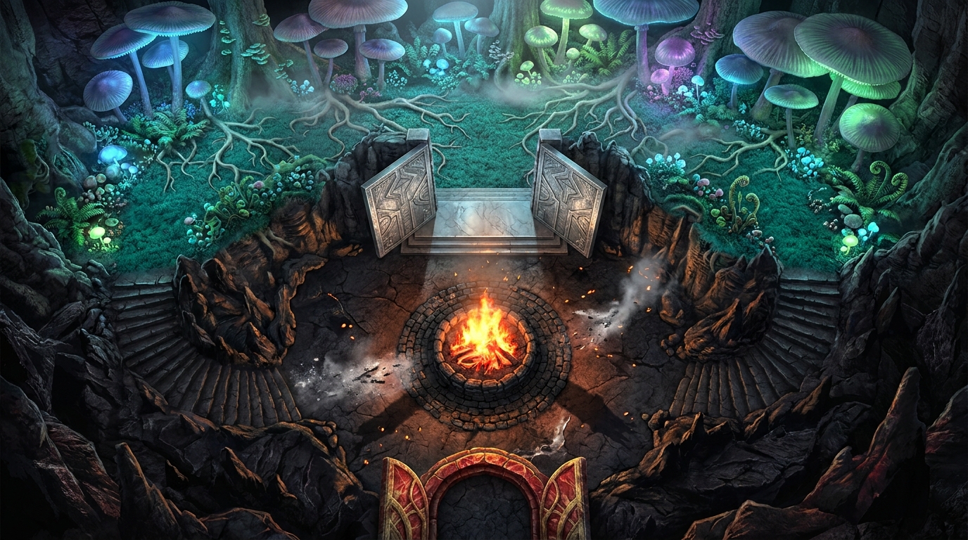 Fantasy Fire Cave and Fae Woods