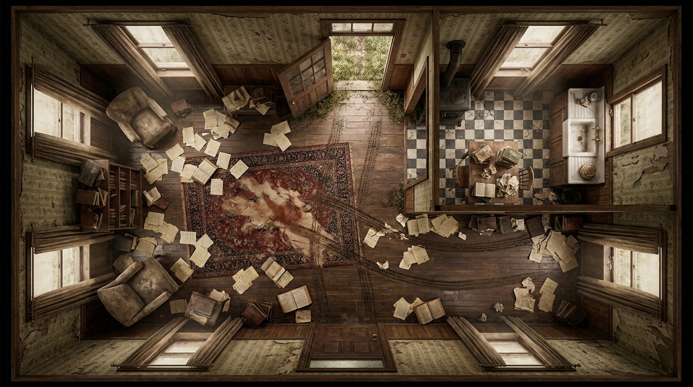 Scène de Crime dans une Maison des Années 1920