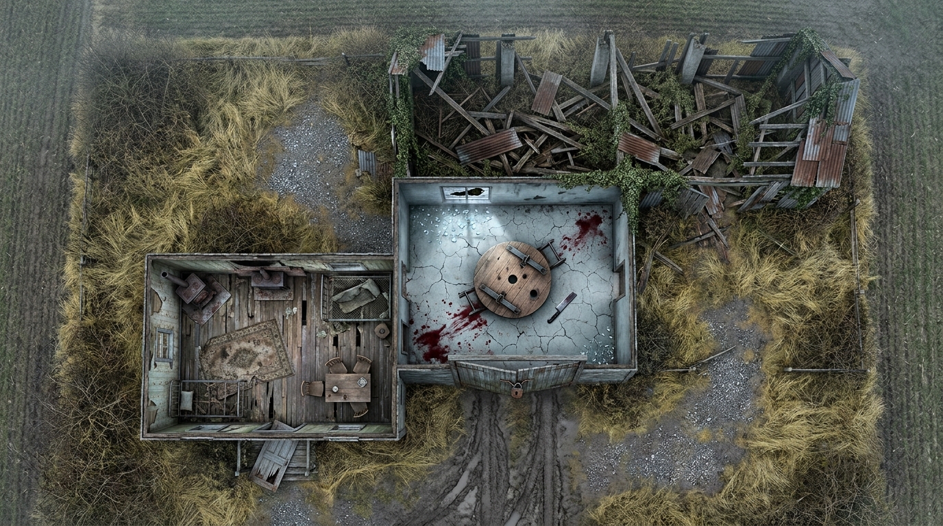 1920s Dilapidated Farmstead and Bloody Garage