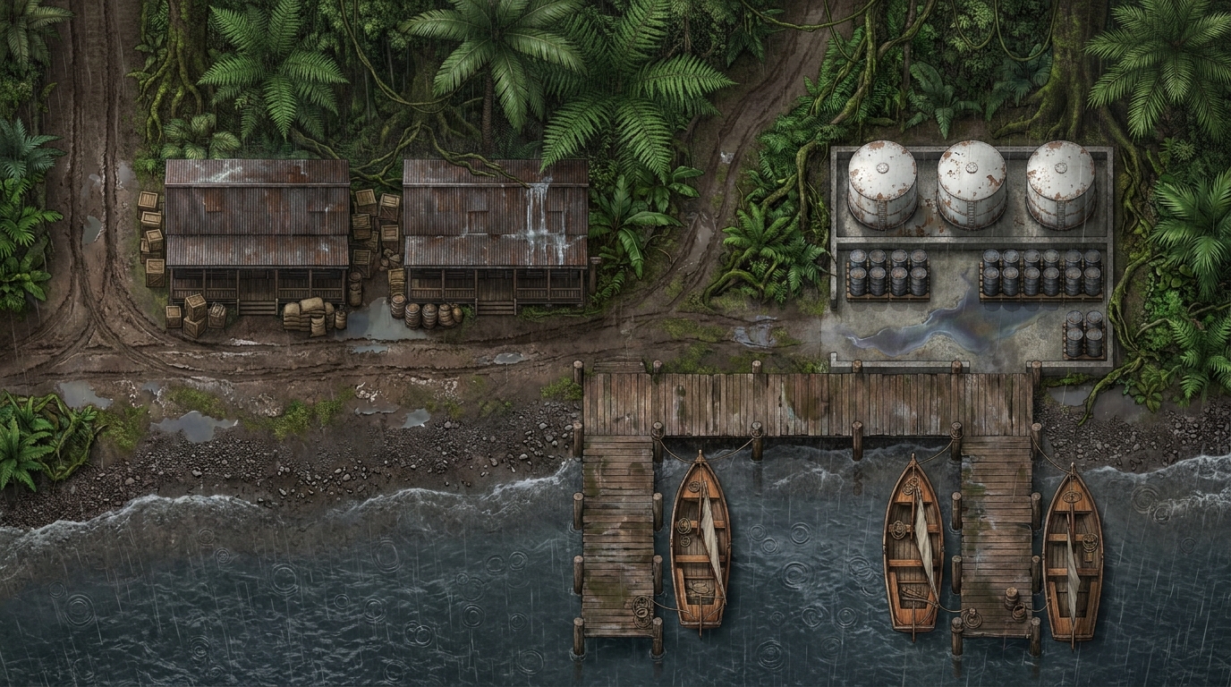 1920s Rainy Colonial Island Settlement