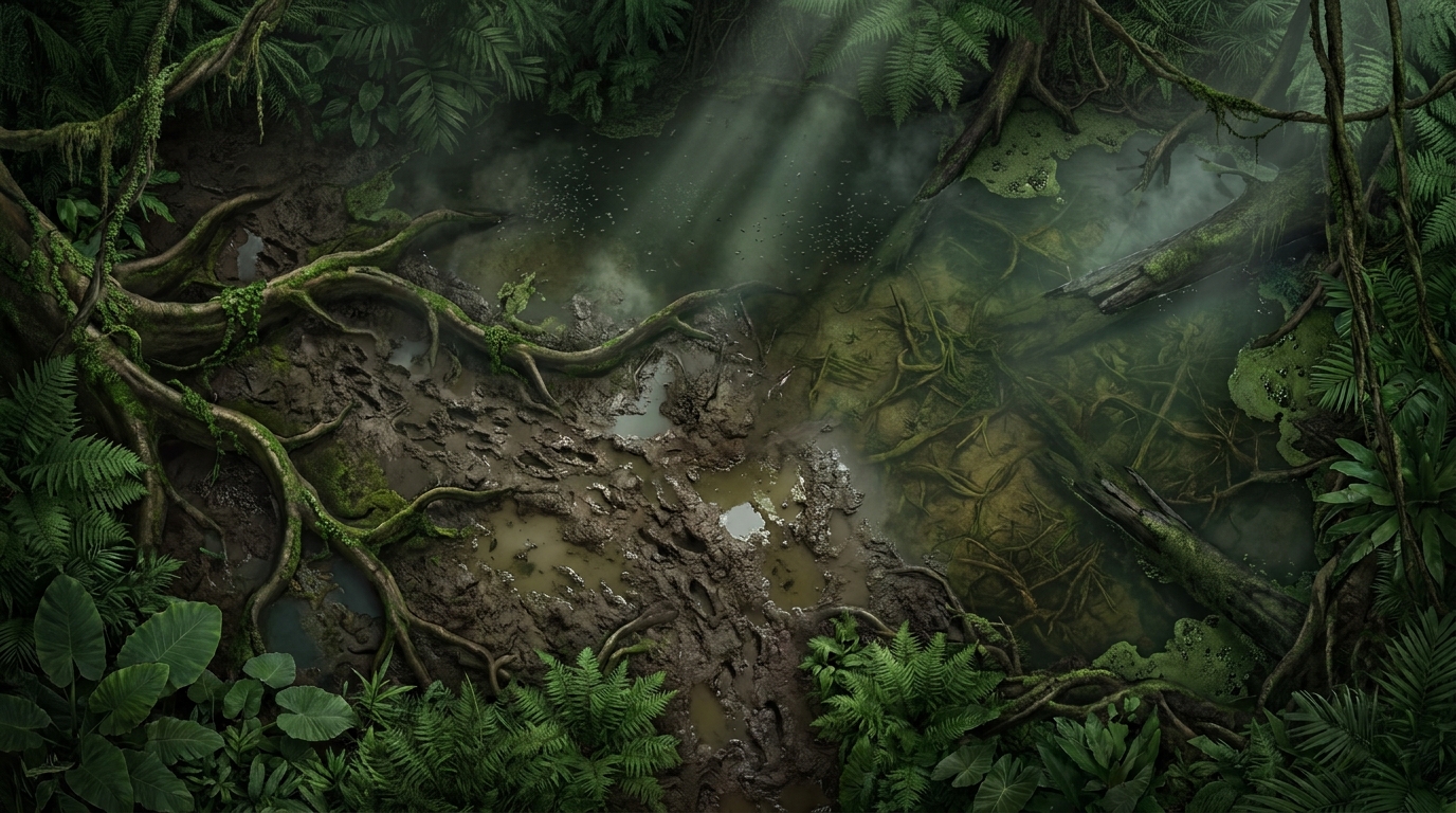 Dense Tropical Jungle and Swamps