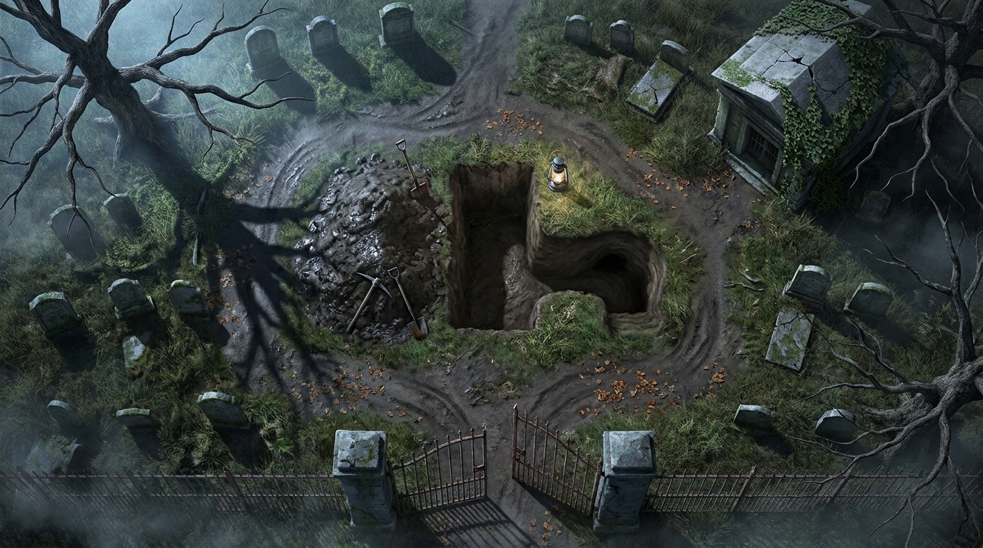 Old Graveyard and Open Tomb