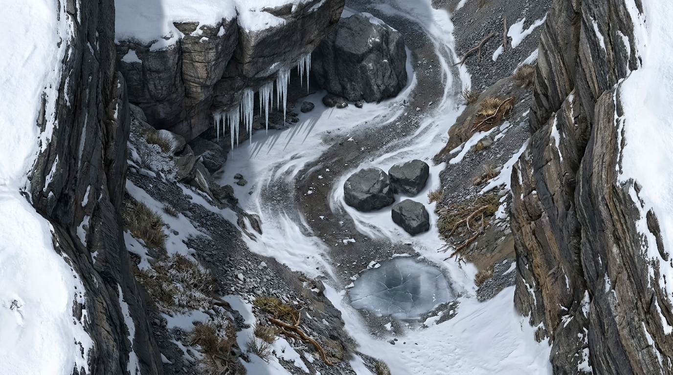 Narrow Mountain Gorge Pass