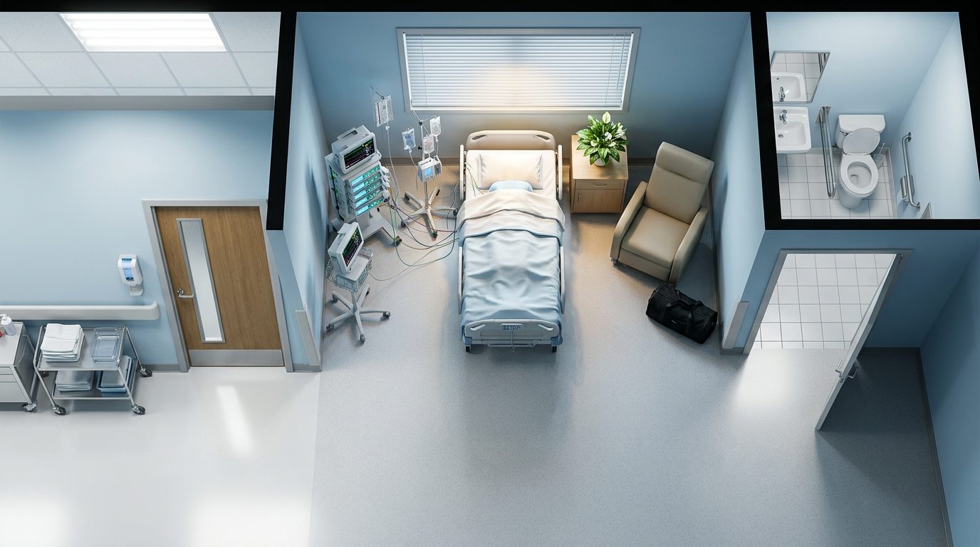 Habitación de Hospital y Pasillos Clínicos