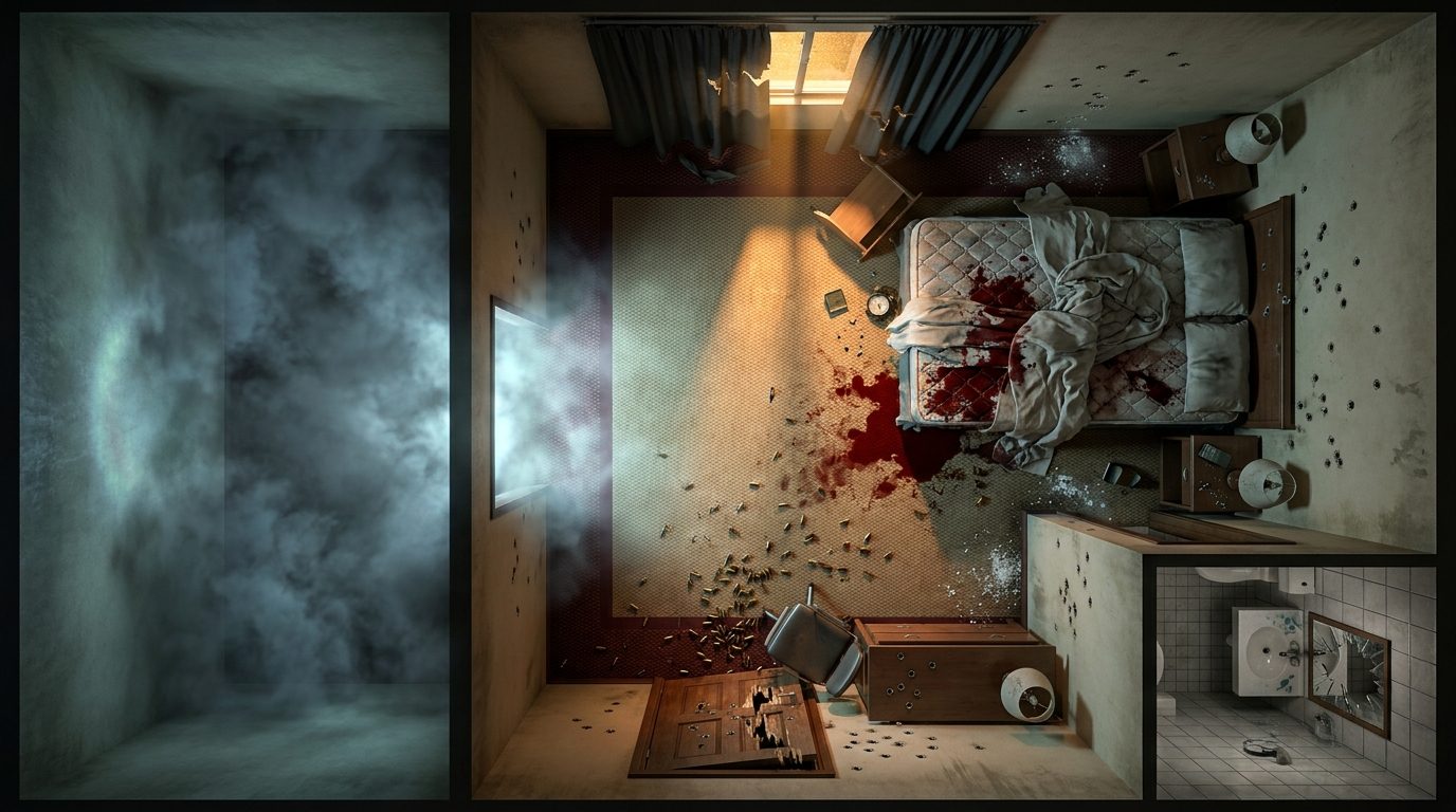 Barricaded Motel Room Crime Scene