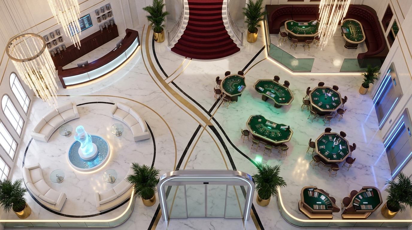 Luxury Sci-Fi Casino Lobby