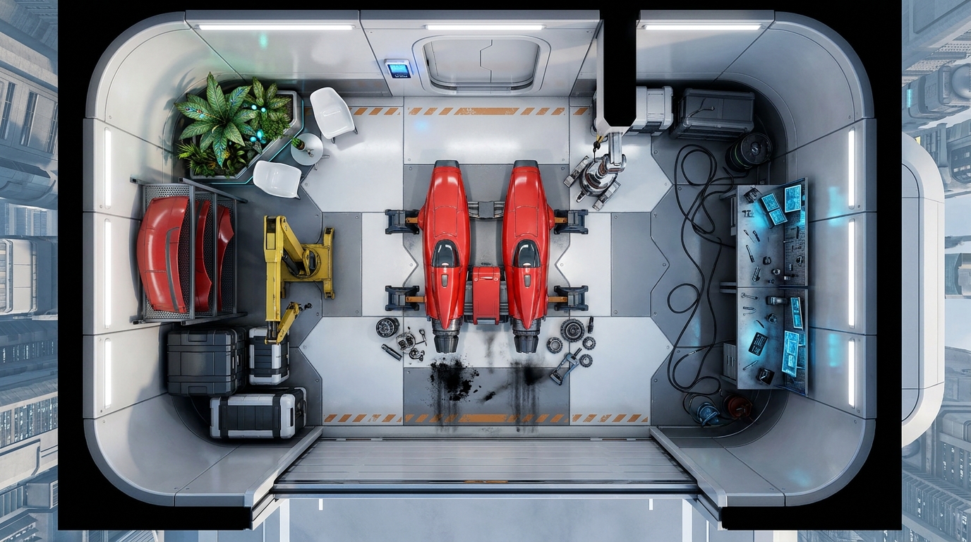 Cramped Private Speeder Garage