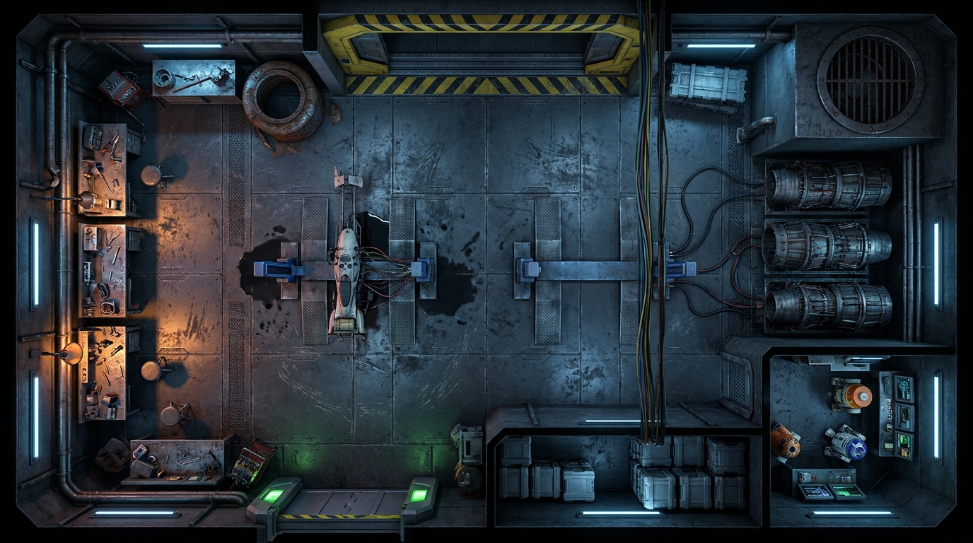 Cluttered Industrial Repair Shop