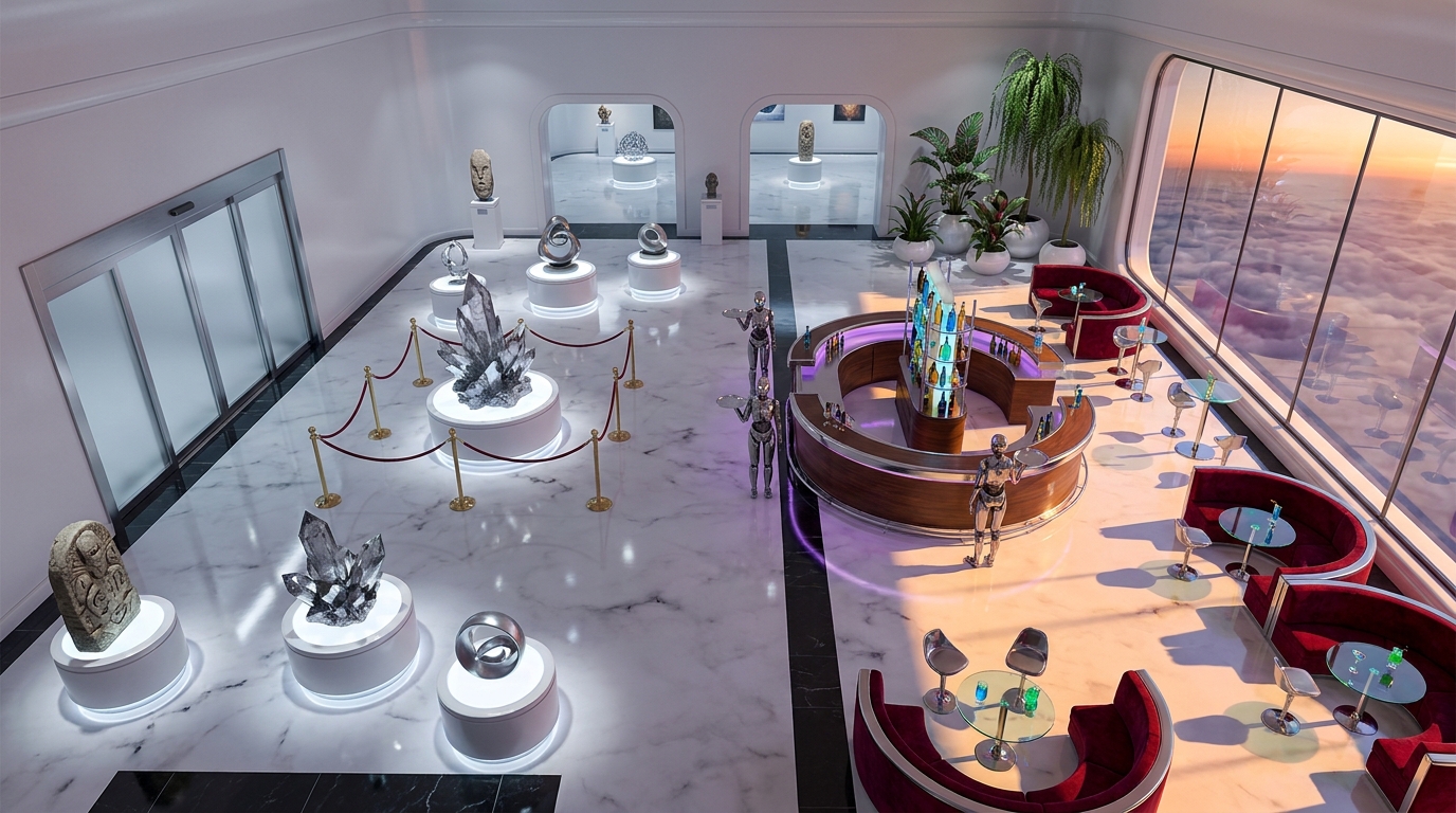 Elegant Sci-Fi Museum Exhibition and Cafe