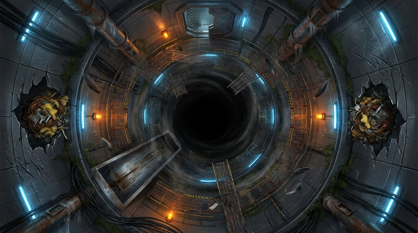 Sci-Fi Vertical Wind Shaft and Predator Nests