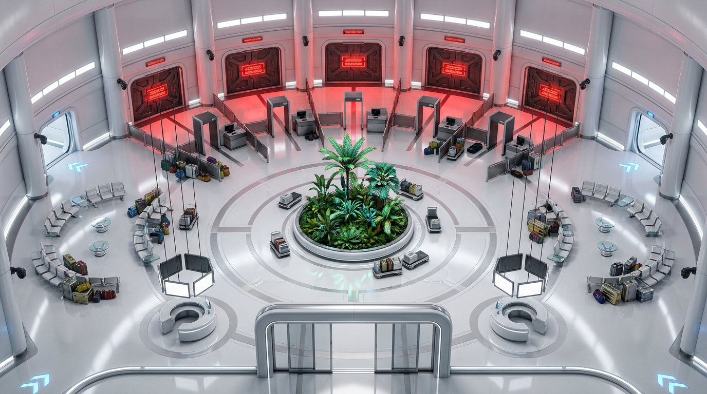Crowded Spaceport Terminal