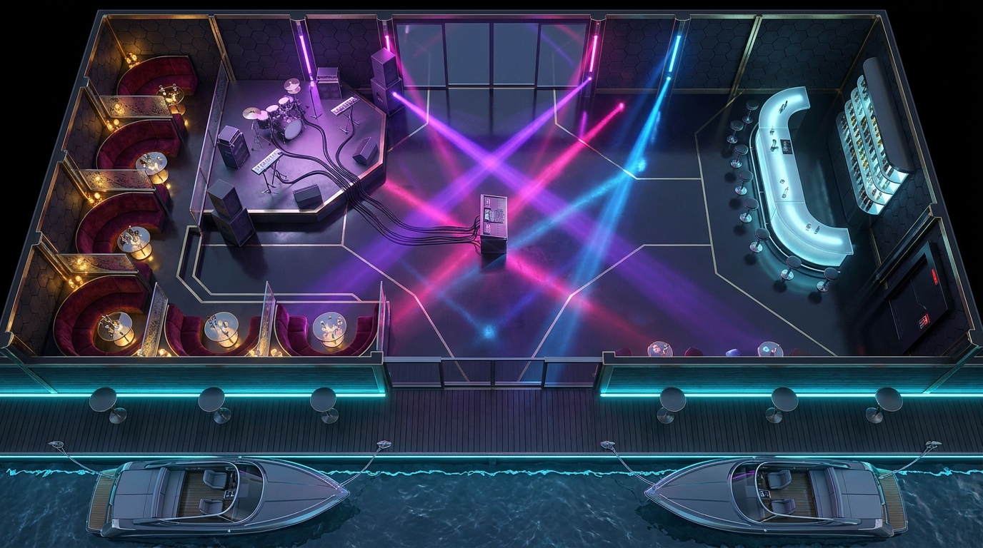 Cyberpunk Harbor Nightclub
