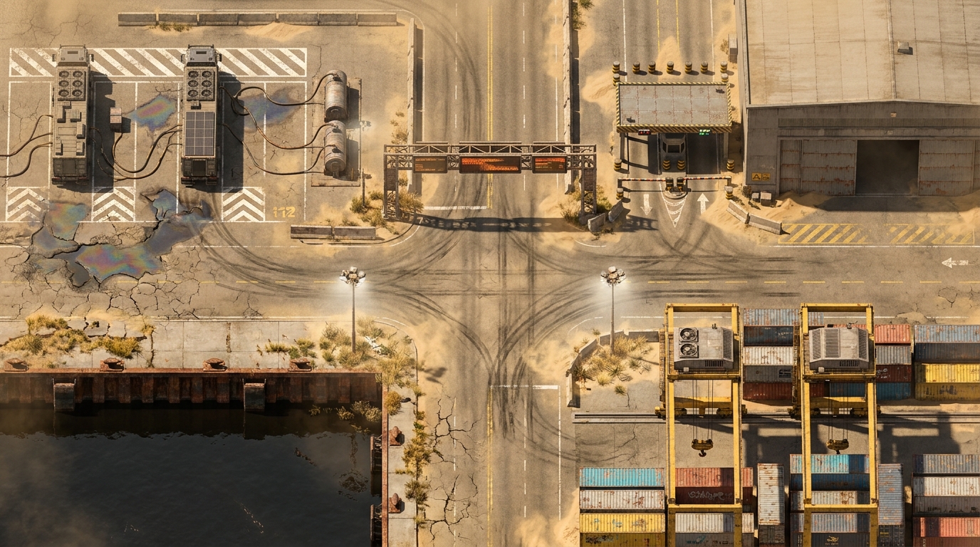 Dusty Urban Industrial Docks