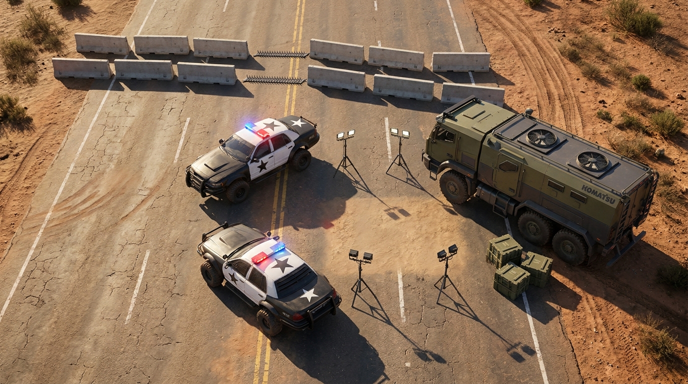 Desert Highway Law Enforcement Checkpoint