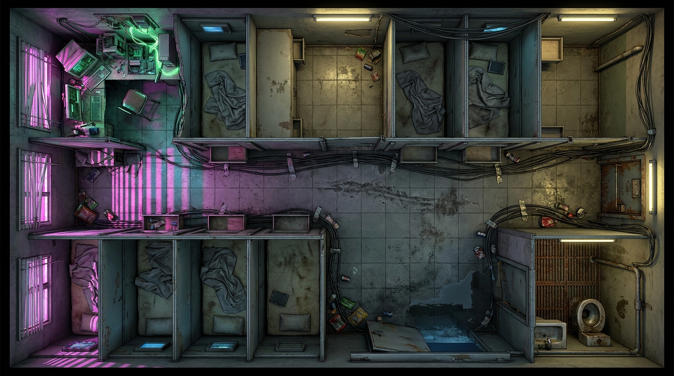 Cyberpunk Coffin Motel Safehouse