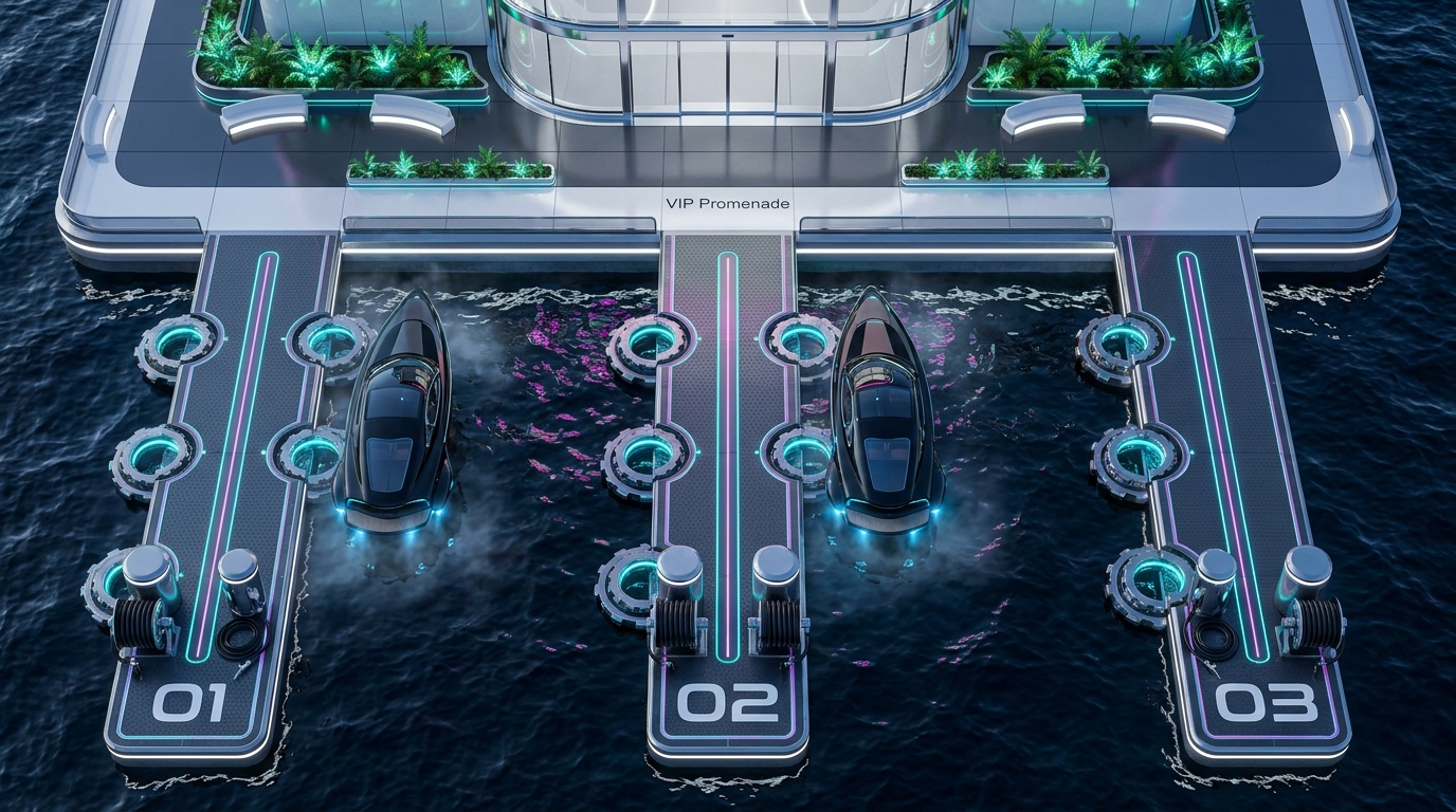 High-Orbit Hover-Yacht Mooring Bay
