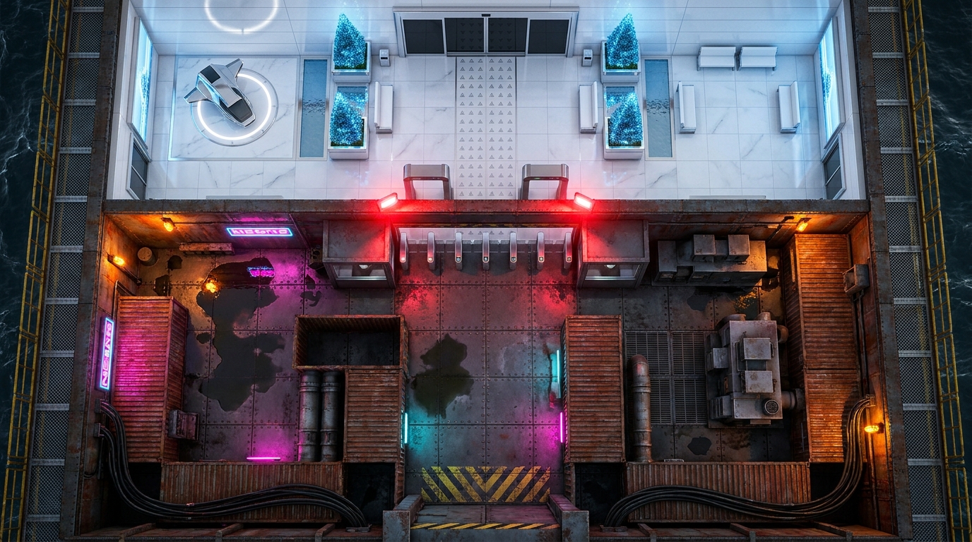 Floating Neon Metropolis