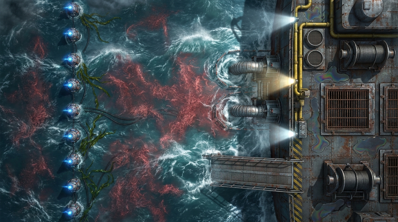 Oceanic Aquaculture Farm and Massive Harvester Ship