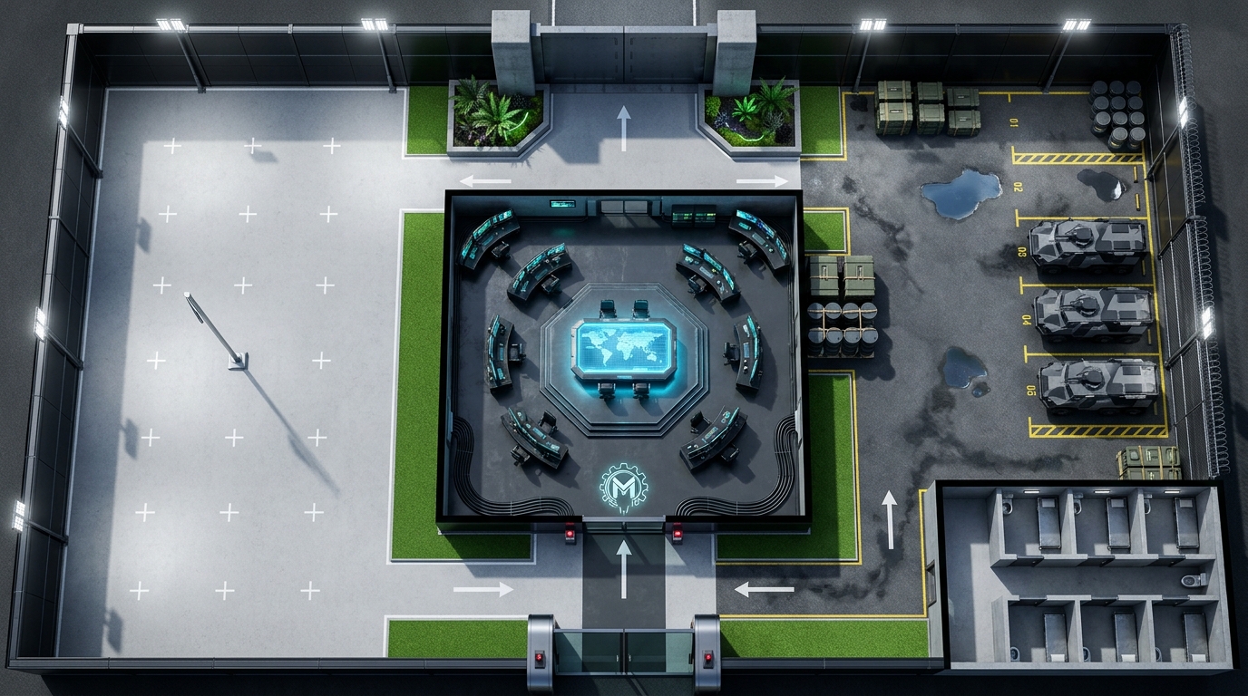 Sprawling Corporate Military Base