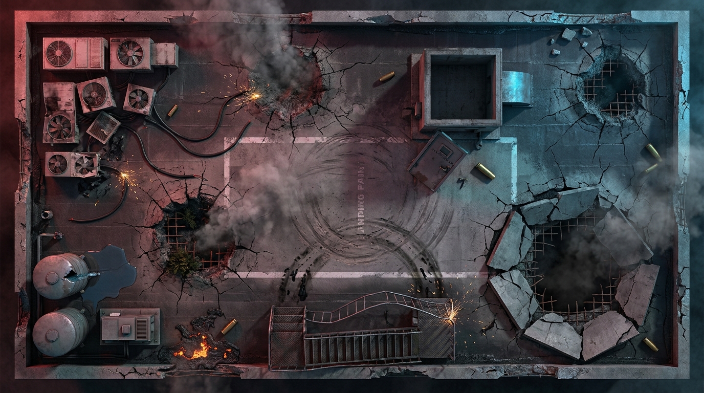 Chaotic Urban Rooftop Warzone
