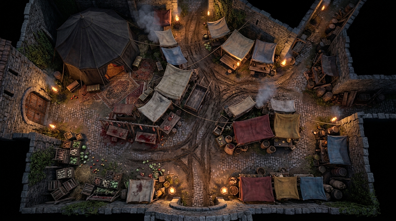 Bustling Medieval Grand Market