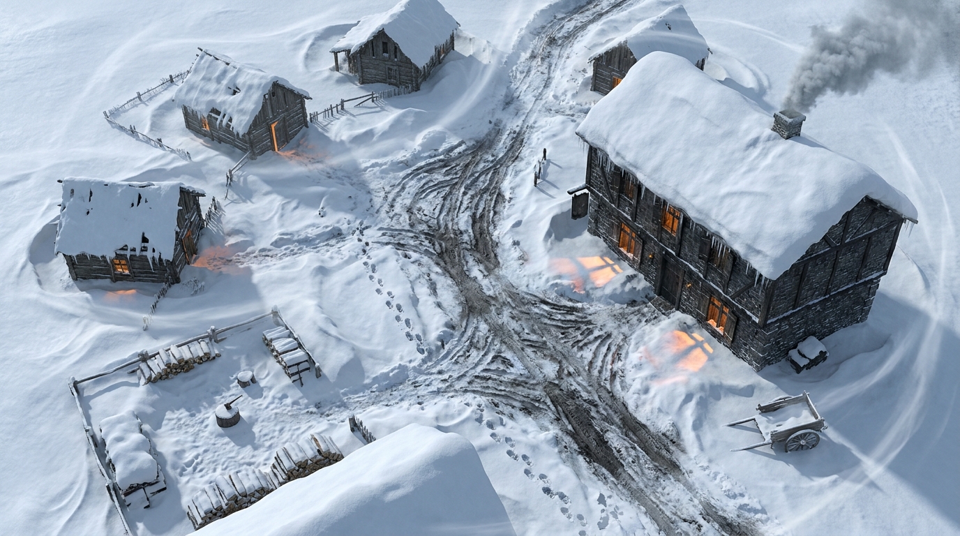 Snowbound Medieval Village