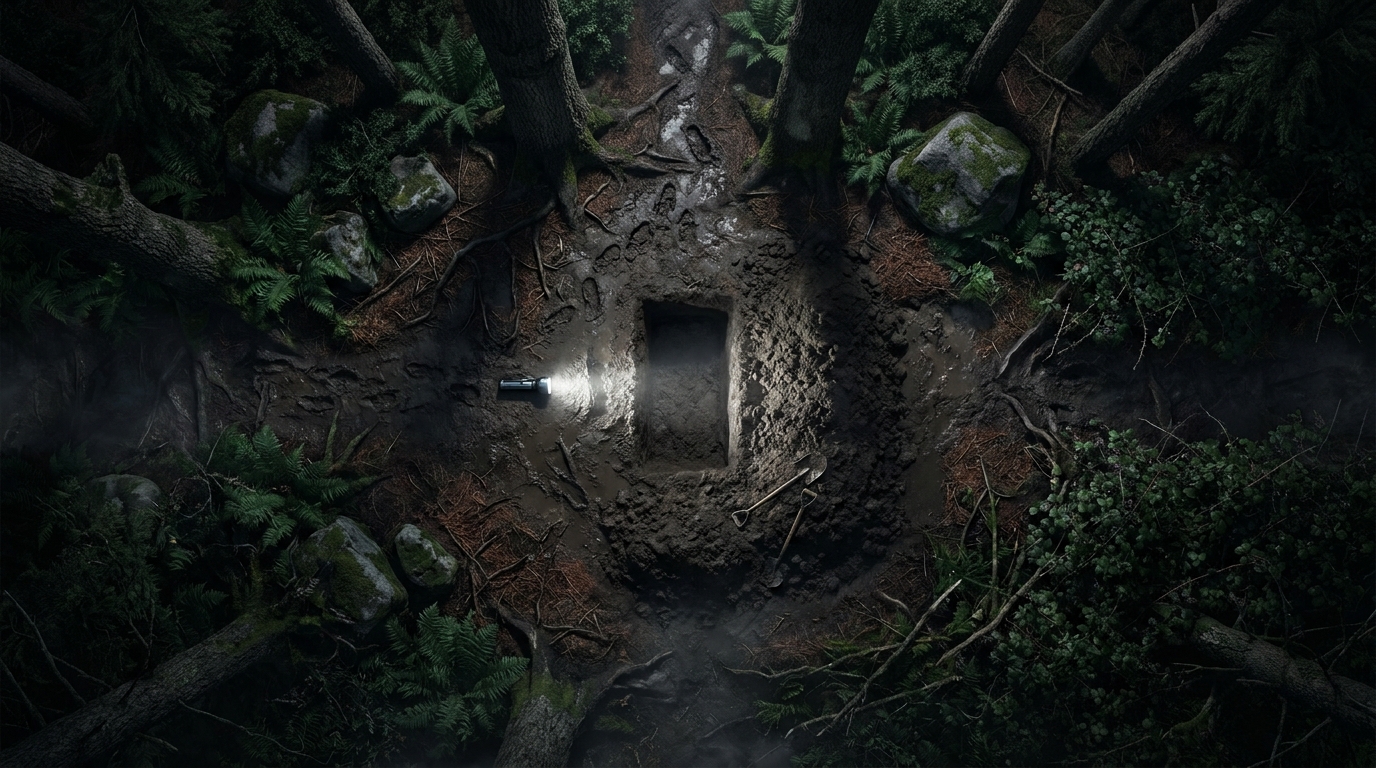 Dark Gloomy Forest Grave