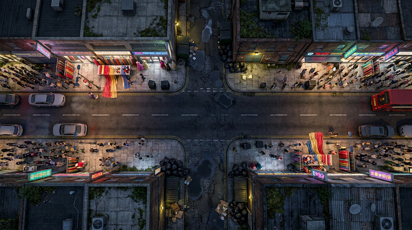 Crowded City Streets and Dark Alleys