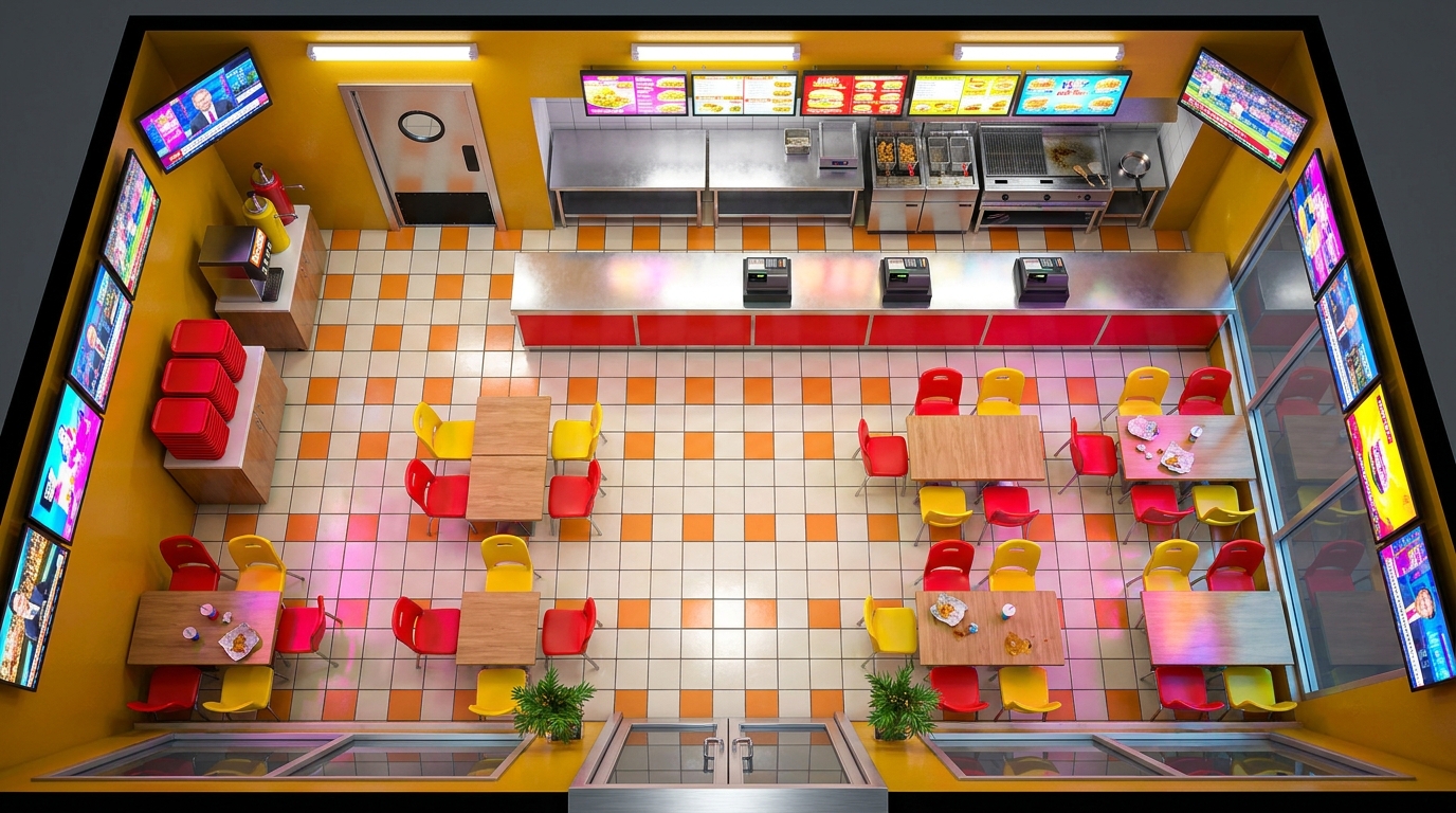 Bustling Fast Food Restaurant