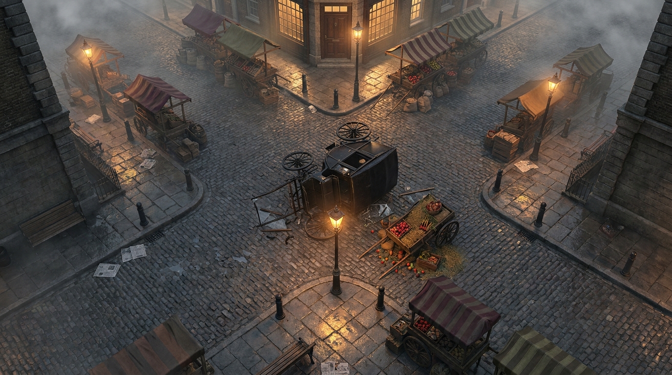 19th Century Foggy Market Streets