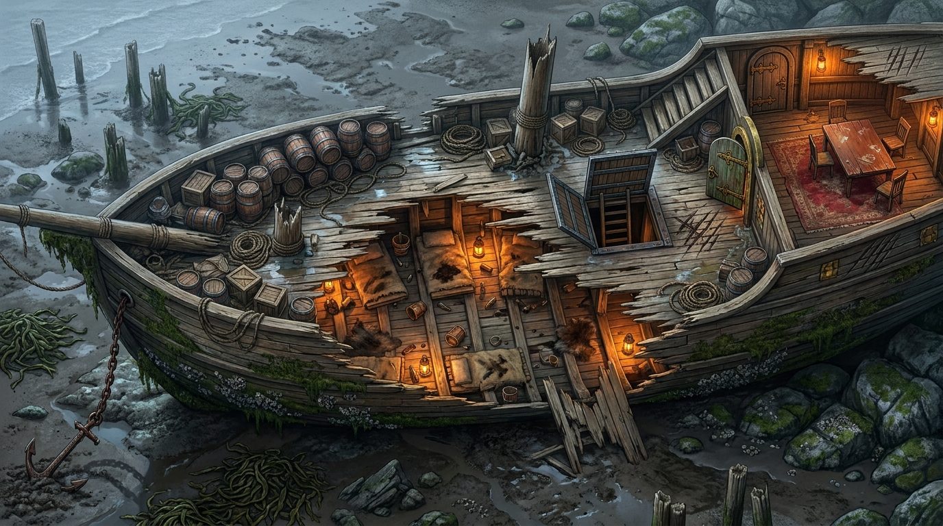 Repaire du Navire Pirate Échoué