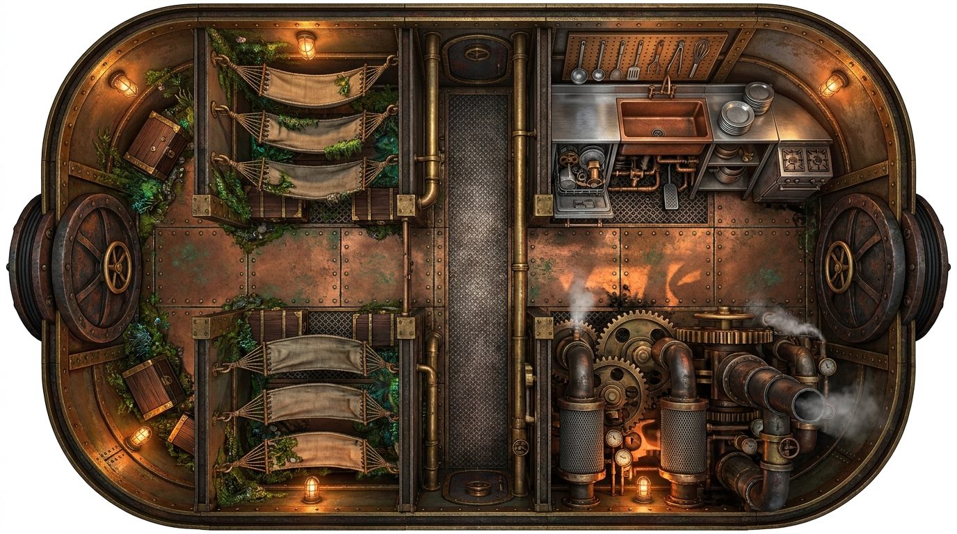 Dortoirs et Machinerie de Sous-Marin