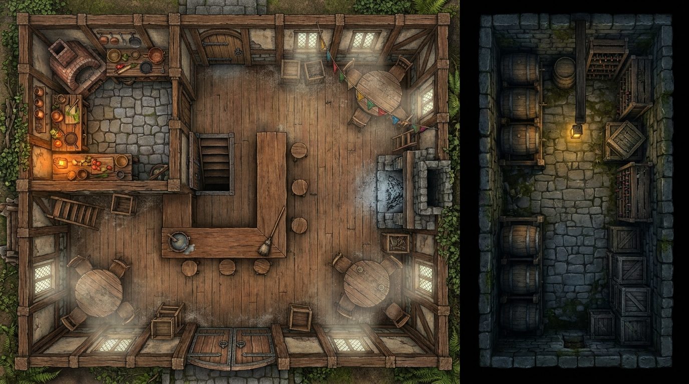 Abandoned Manor & Tavern (Ground Floor & Cellar)
